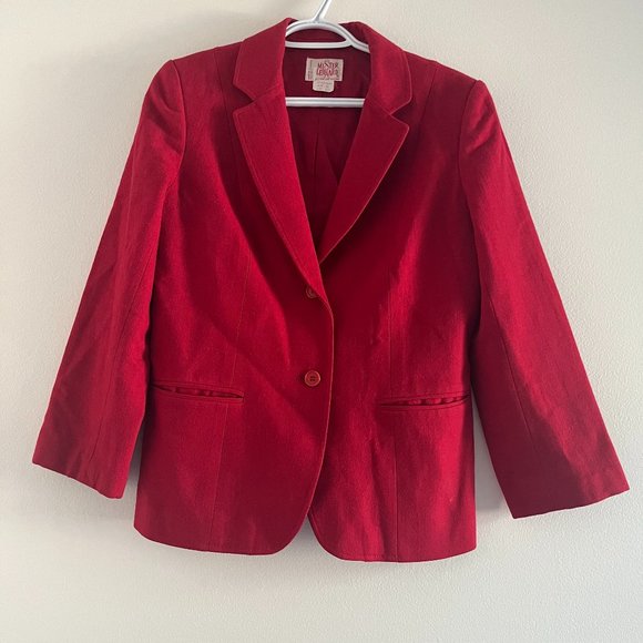 Vintage 80s Red Blazer, 1980s Wool Jacket - Picture 5 of 8